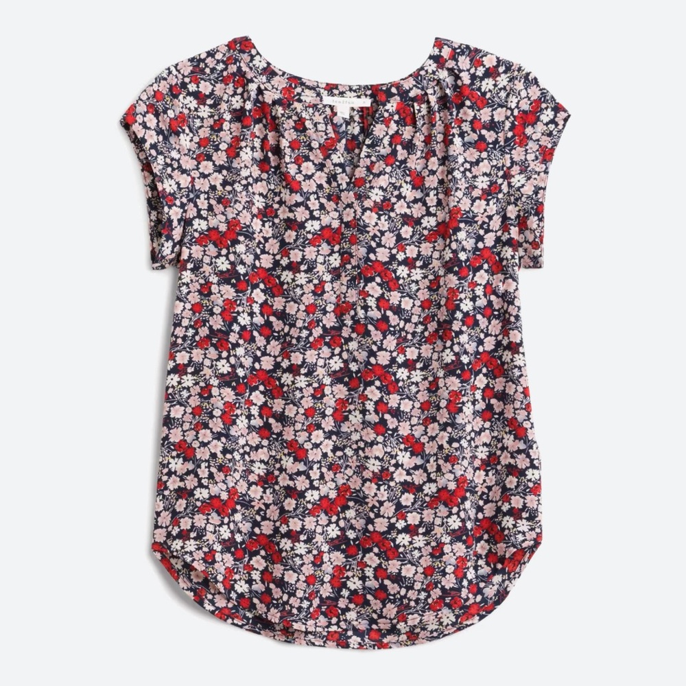 Fun2Fun floral print split neck blouse, size M
